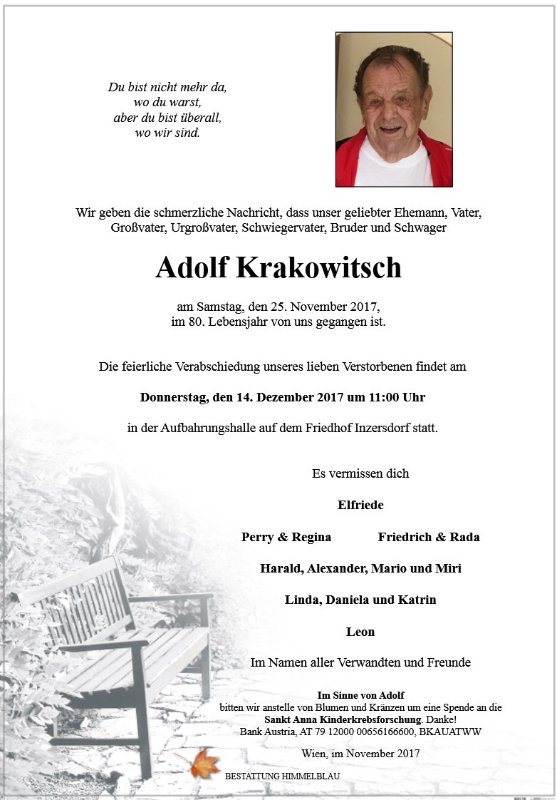 Erinnerungsbild für Adolf Krakowitsch