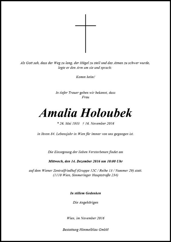 Erinnerungsbild für Amalia Holoubek