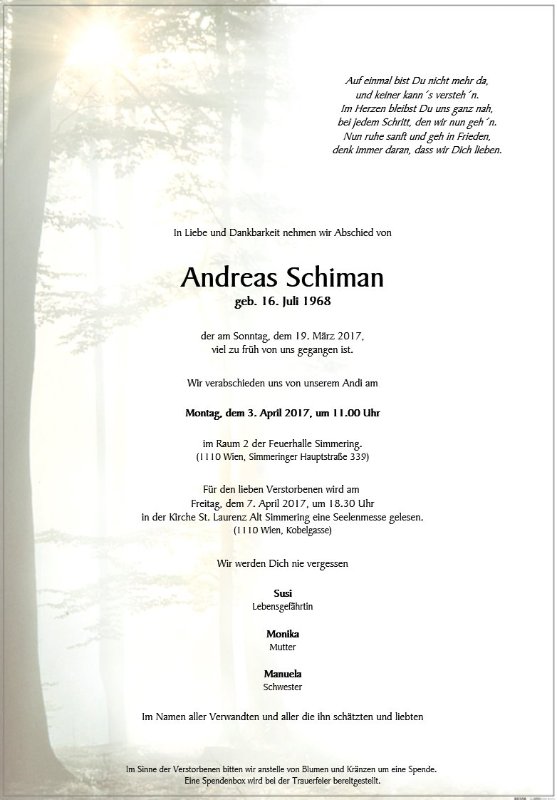 Erinnerungsbild für Andreas Schiman