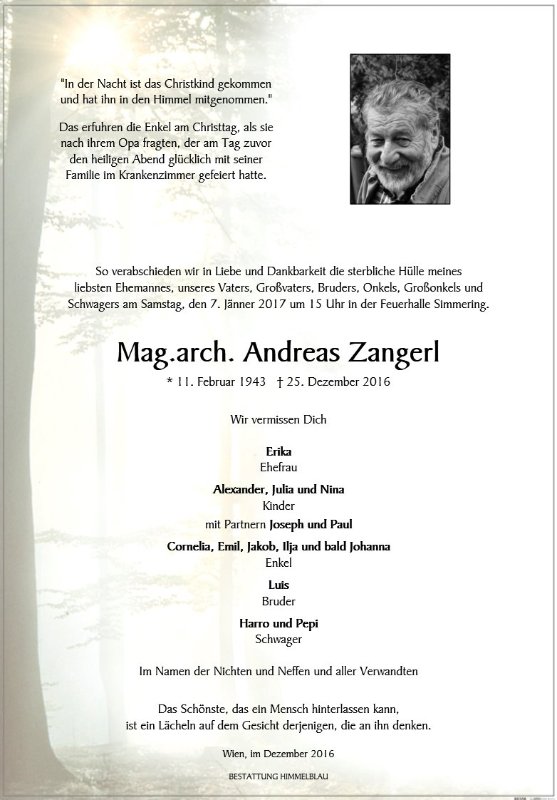 Erinnerungsbild für Mag.arch. Andreas Zangerl