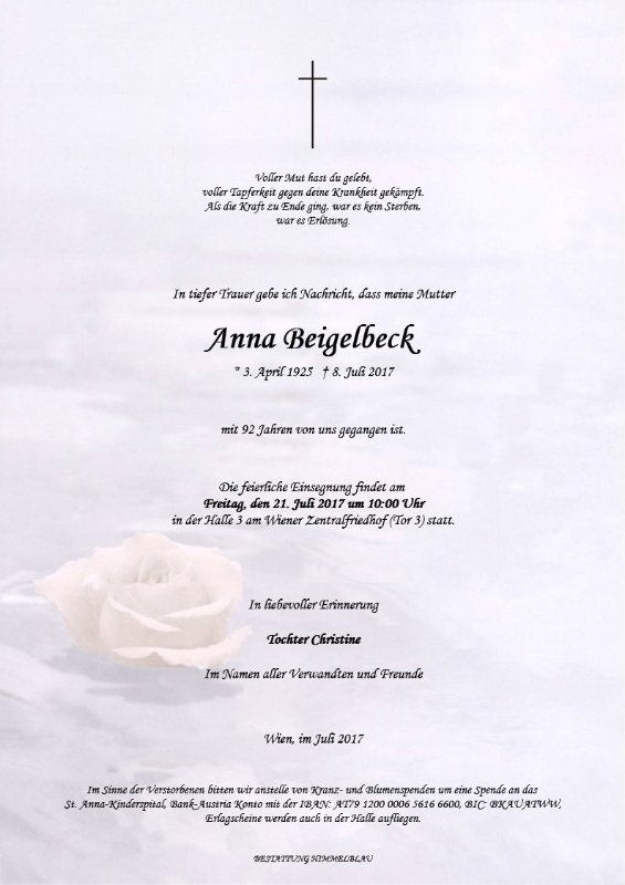 Erinnerungsbild für Anna Beigelbeck 