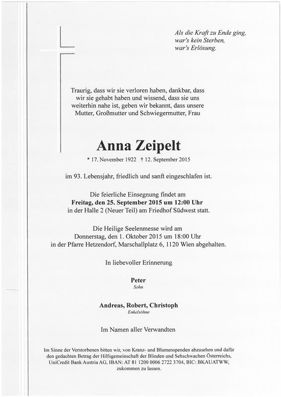 Erinnerungsbild für Anna Zeipelt