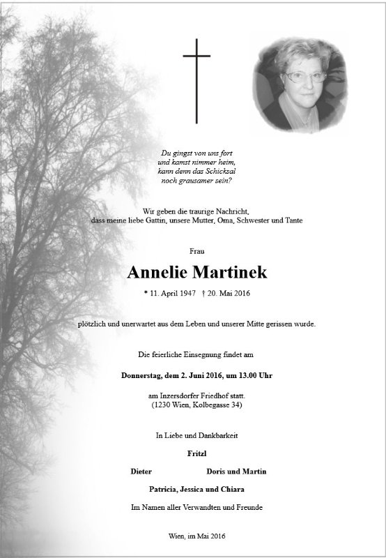 Erinnerungsbild für Annelie Emilie Marie Martinek
