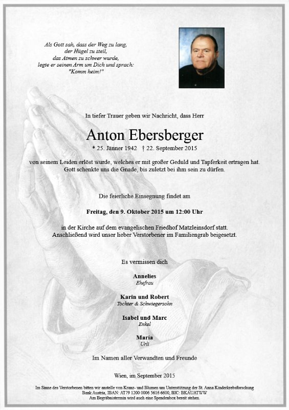 Erinnerungsbild für Anton Ebersberger