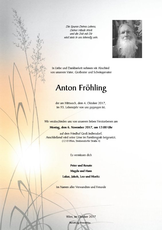 Erinnerungsbild für Anton Fröhling