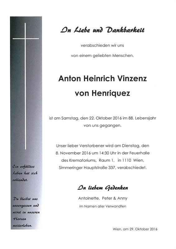 Erinnerungsbild für Anton Heinrich Henriquez 