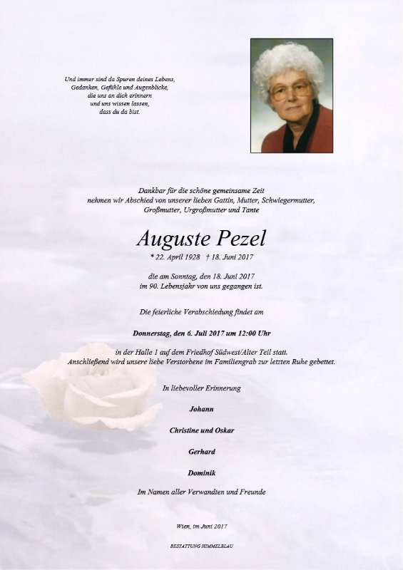 Erinnerungsbild für Augusta Pezel