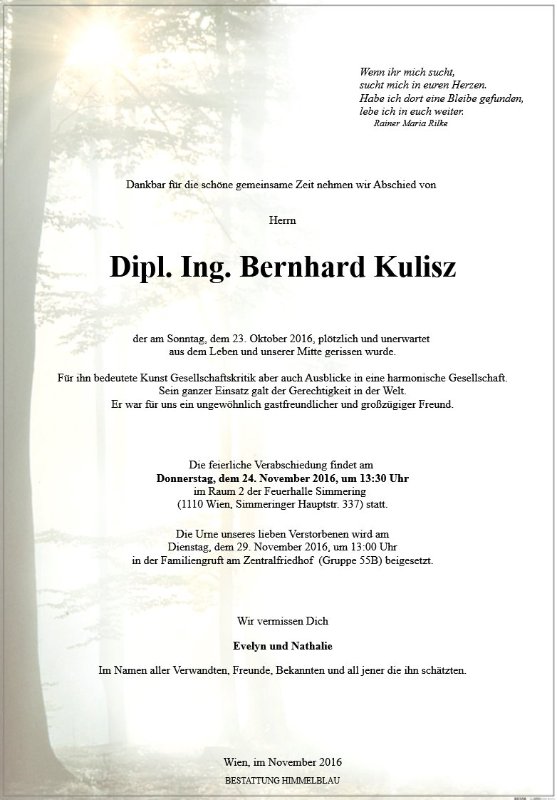 Erinnerungsbild für Dipl. Ing. Bernhard Kulisz
