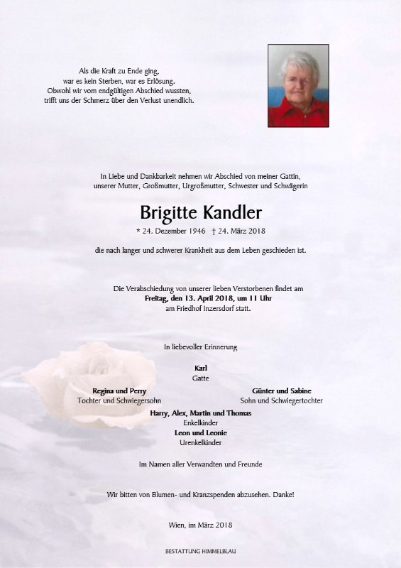 Erinnerungsbild für Brigitte Kandler