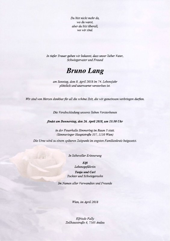 Erinnerungsbild für Bruno Lang