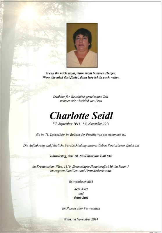 Erinnerungsbild für Charlotte Seidl