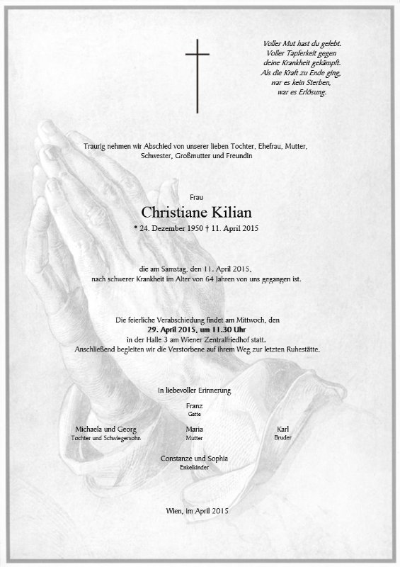 Erinnerungsbild für Christiane Kilian