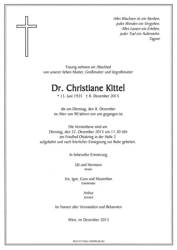 Erinnerungsbild für Dr. Christiane Kittel