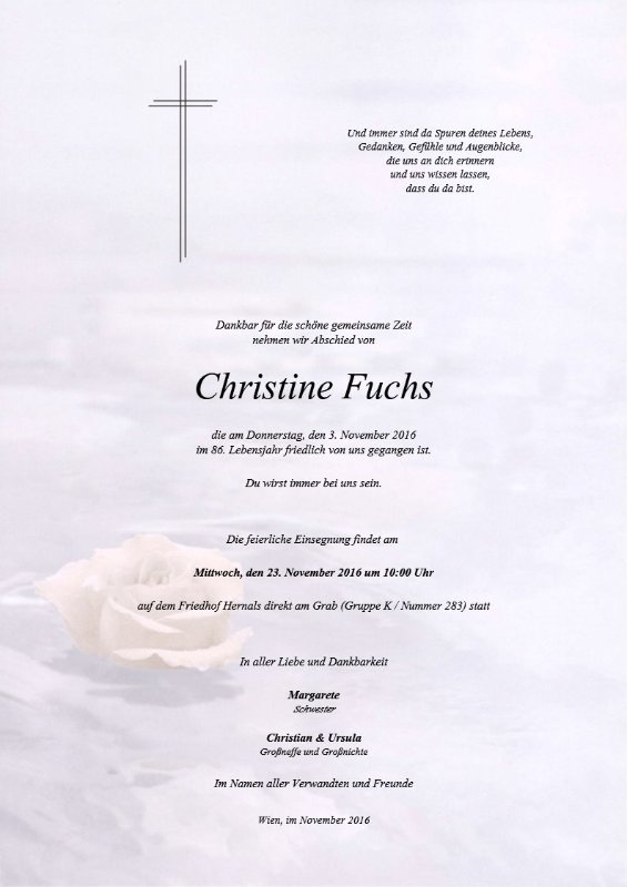 Erinnerungsbild für Christine Fuchs