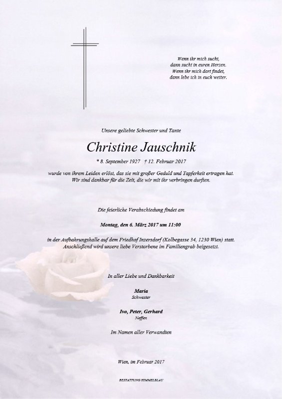 Erinnerungsbild für Christine Jauschnik