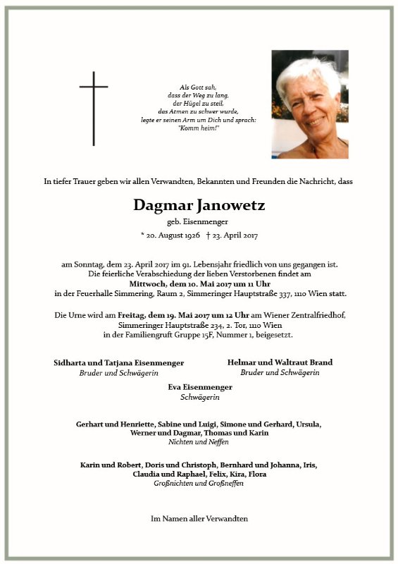 Erinnerungsbild für Dagmar Janowetz