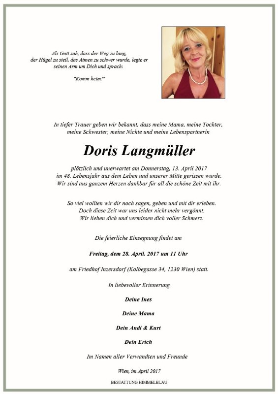 Erinnerungsbild für Doris Langmüller
