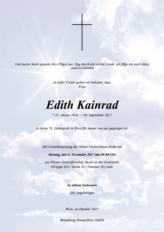Erinnerungsbild für Edith Kainrad