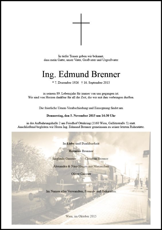 Erinnerungsbild für Ing. Edmund Brenner
