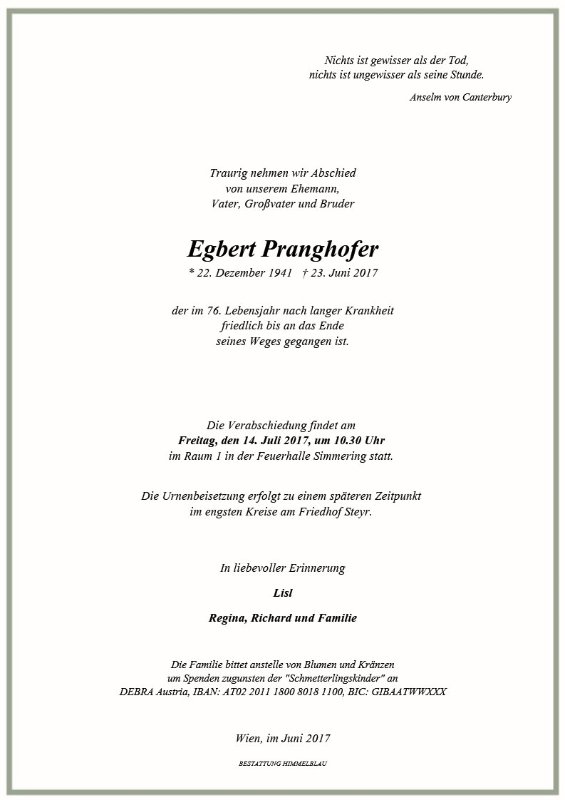 Erinnerungsbild für Ing. Egbert Pranghofer