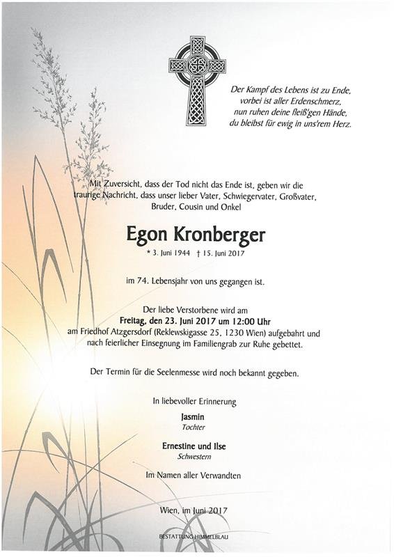 Erinnerungsbild für Egon Kronberger