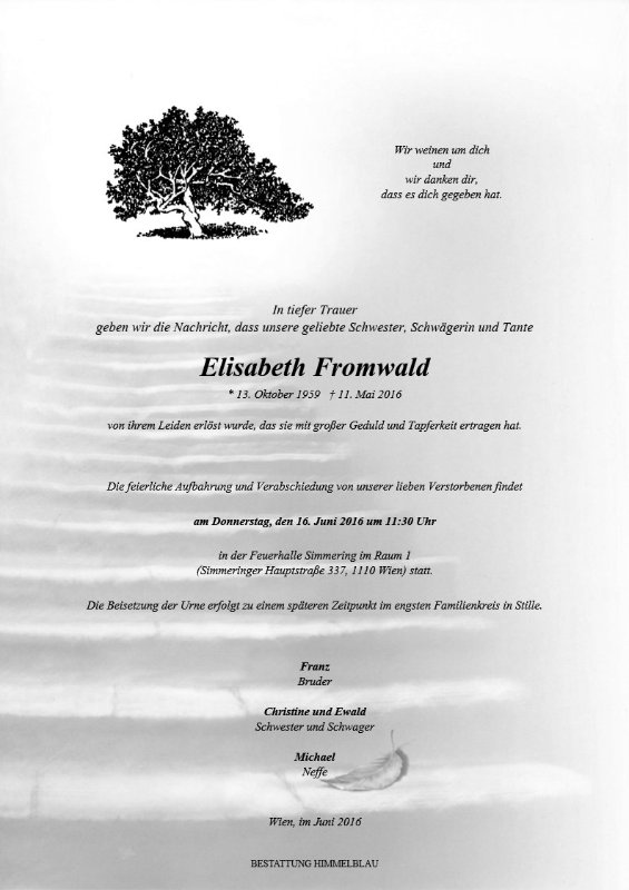 Erinnerungsbild für Elisabeth Fromwald