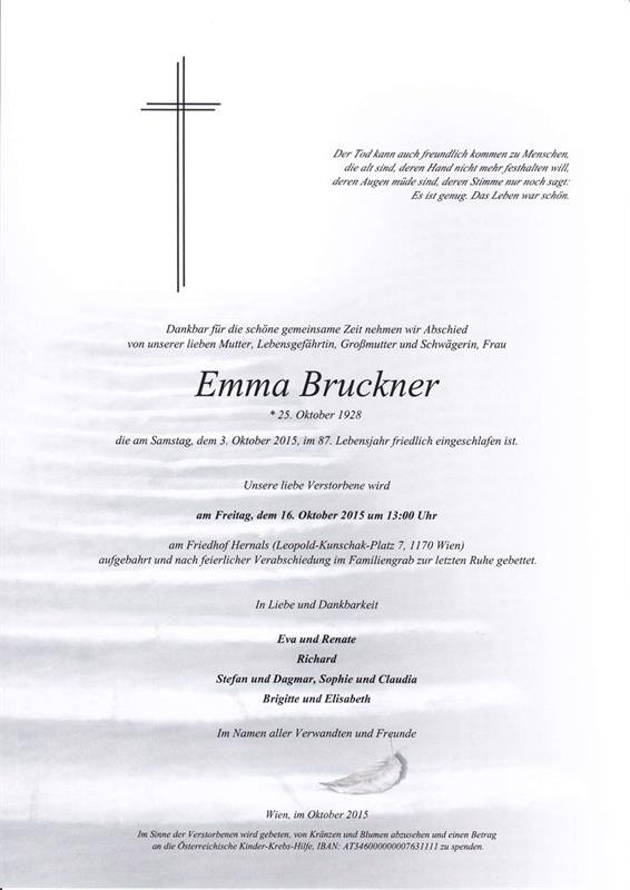 Erinnerungsbild für Emma Bruckner