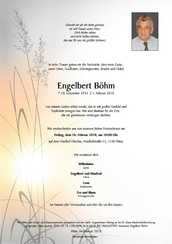 Erinnerungsbild für Engelbert Böhm