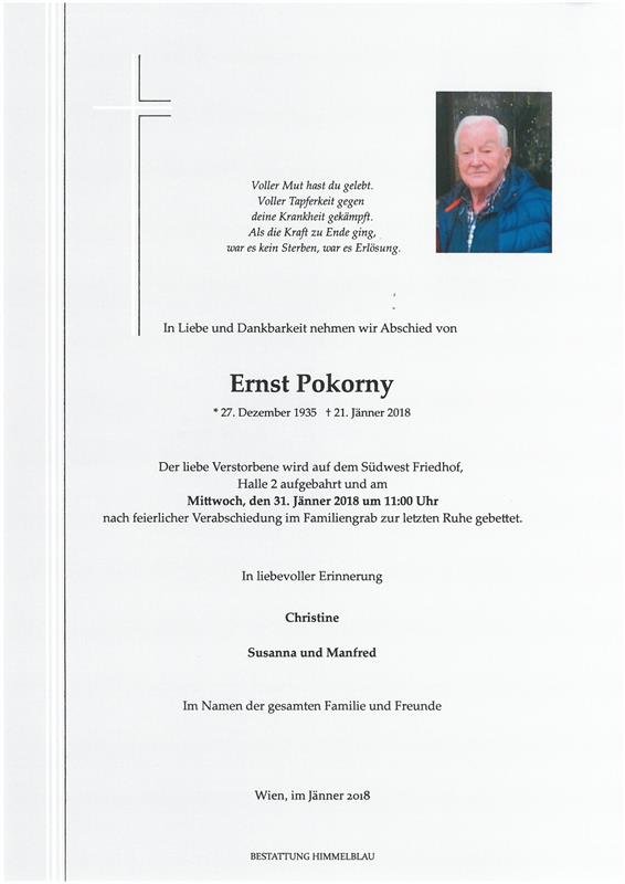 Erinnerungsbild für Ernst Pokorny
