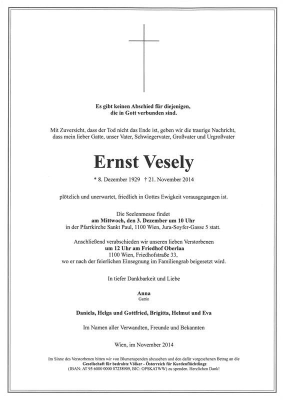Erinnerungsbild für Ernst Vesely