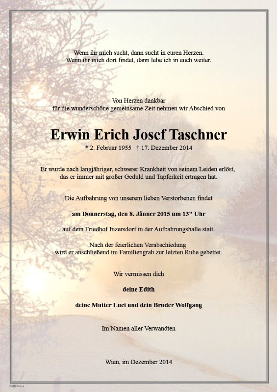 Erinnerungsbild für Erwin Erich Josef Taschner