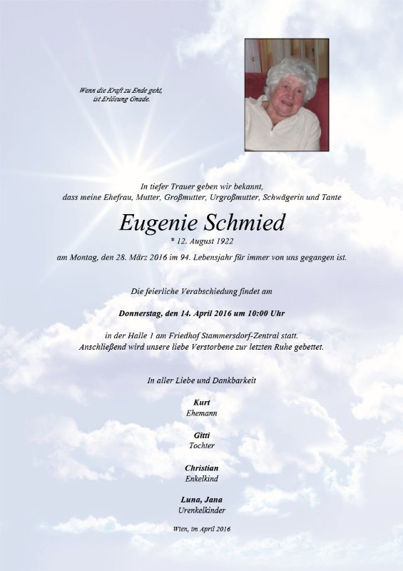 Erinnerungsbild für Eugenie Schmied