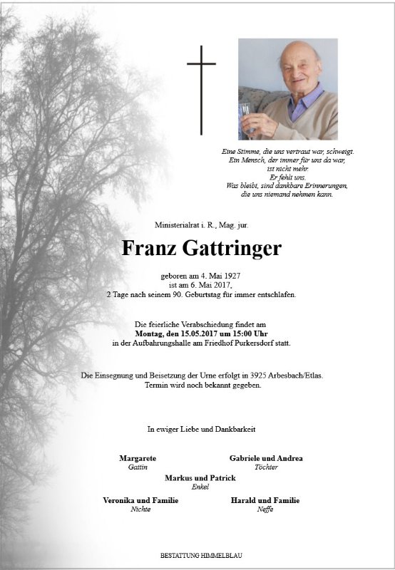 Erinnerungsbild für Franz Gattringer