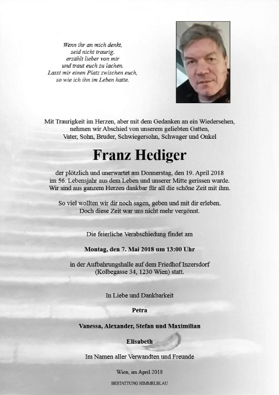 Erinnerungsbild für Franz Hediger