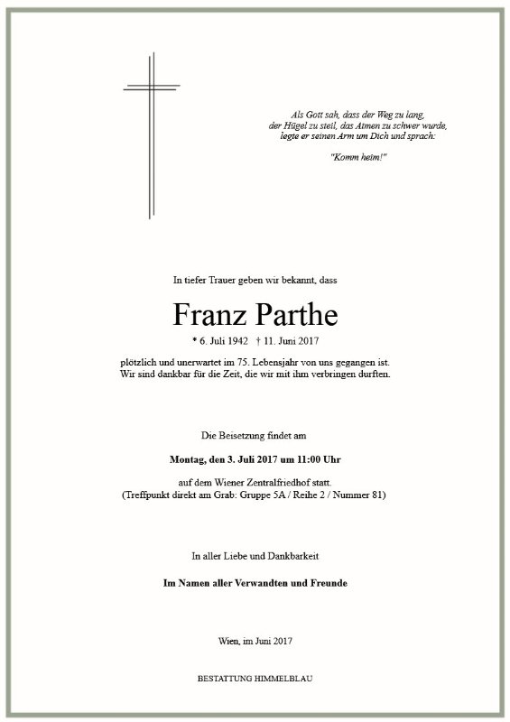 Erinnerungsbild für Franz Parthe