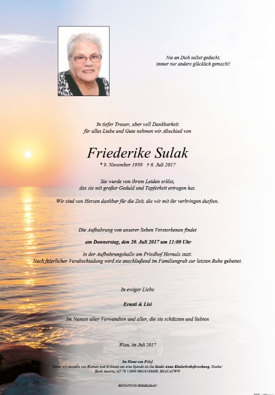Erinnerungsbild für Friederike Sulak