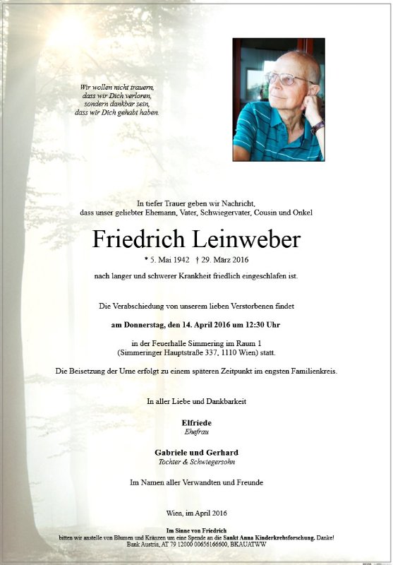 Erinnerungsbild für Friedrich Leinweber