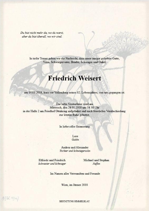 Erinnerungsbild für Friedrich Weisert