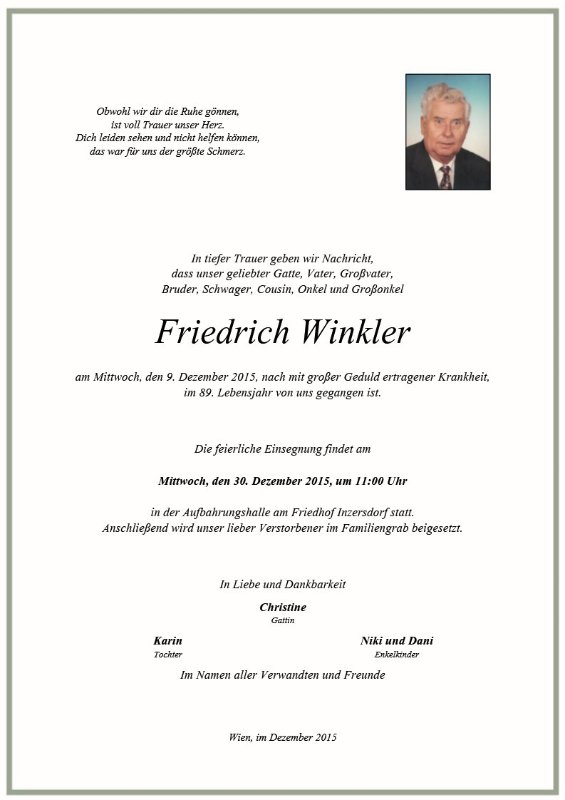 Erinnerungsbild für Friedrich Winkler