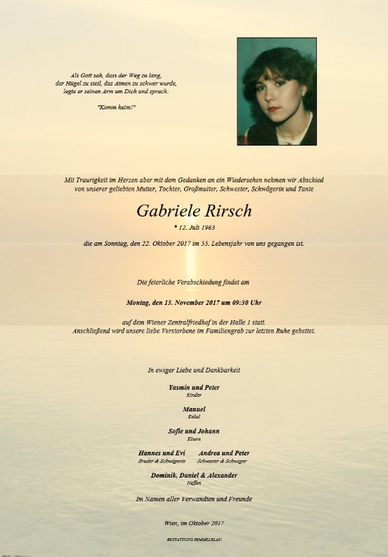 Erinnerungsbild für Gabriele Rirsch