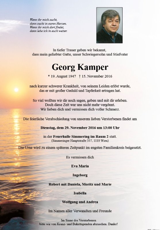 Erinnerungsbild für Georg Kamper