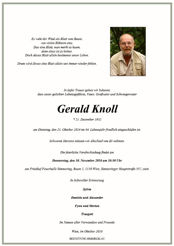 Erinnerungsbild für Gerald Knoll
