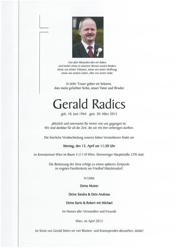 Erinnerungsbild für Gerald Radics
