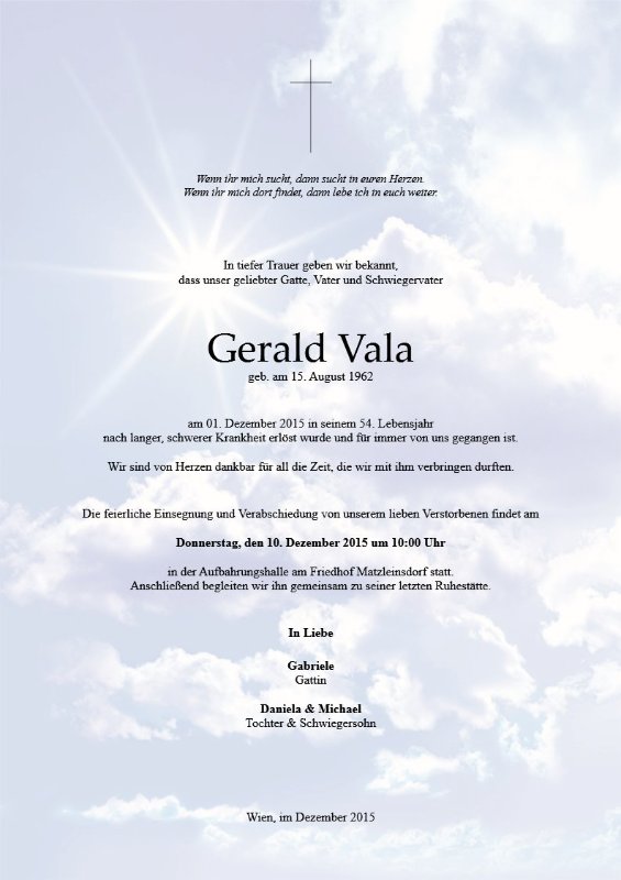Erinnerungsbild für Gerald Vala