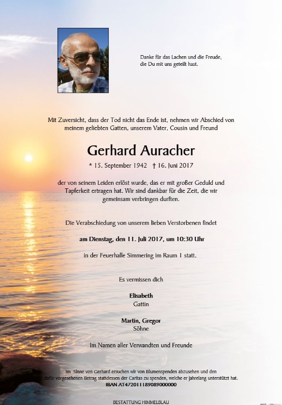 Erinnerungsbild für Gerhard Auracher
