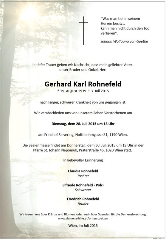 Erinnerungsbild für Gerhard Karl Rohnefeld