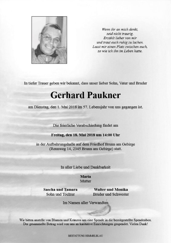 Erinnerungsbild für Gerhard Paukner