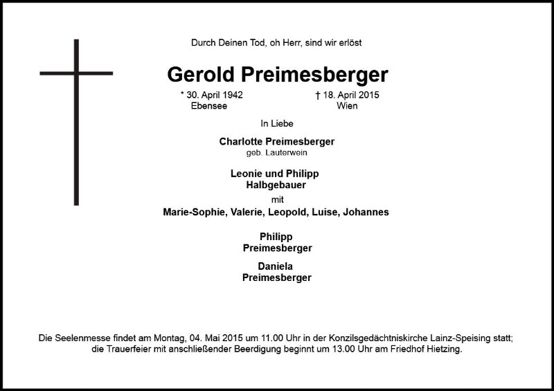 Erinnerungsbild für Dr. Gerold Preimesberger
