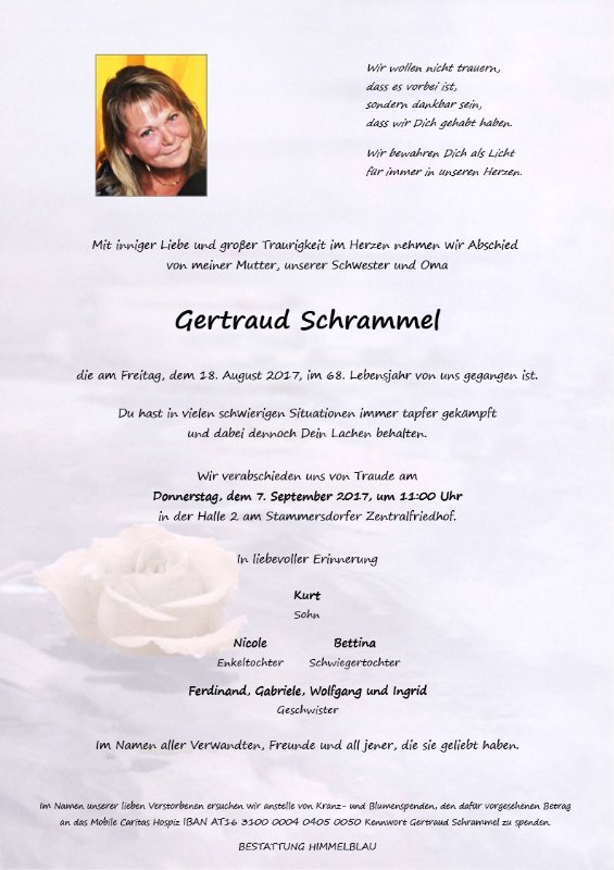 Erinnerungsbild für Gertraud Schrammel