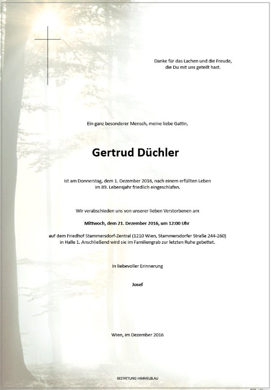 Erinnerungsbild für Gertrud Düchler